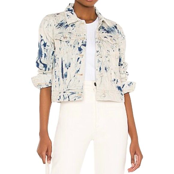 Free People Jackets & Blazers - NWT Free People Rumors Jean Jacket Denim Jones Tie Dye‎ Blue Womens XS $98 NEW